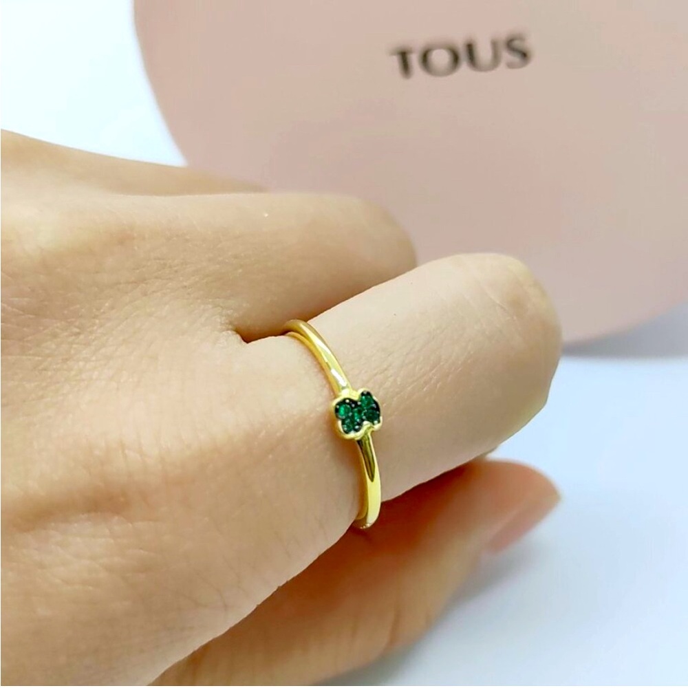 Tous Gold Ring with Green Gemstone